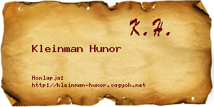 Kleinman Hunor névjegykártya